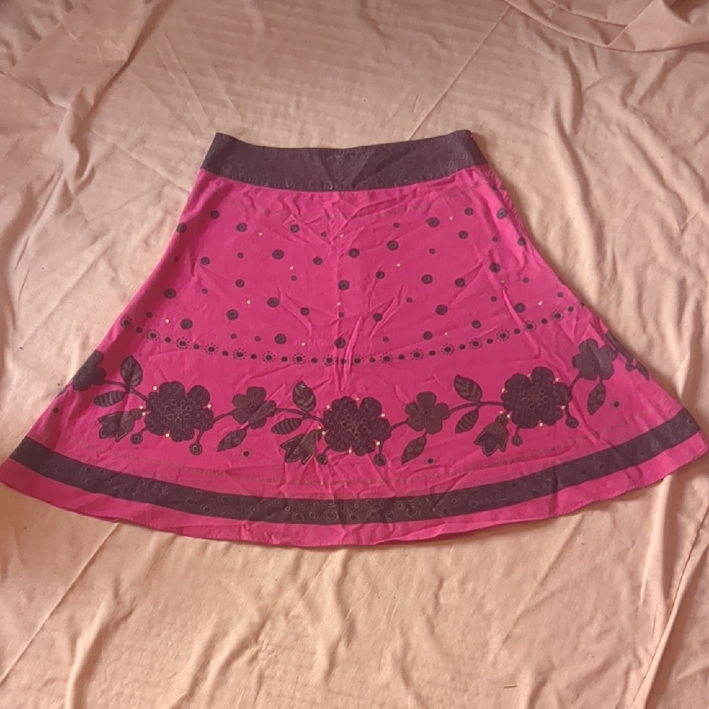 Hot Pink Linen Sequin Skirt